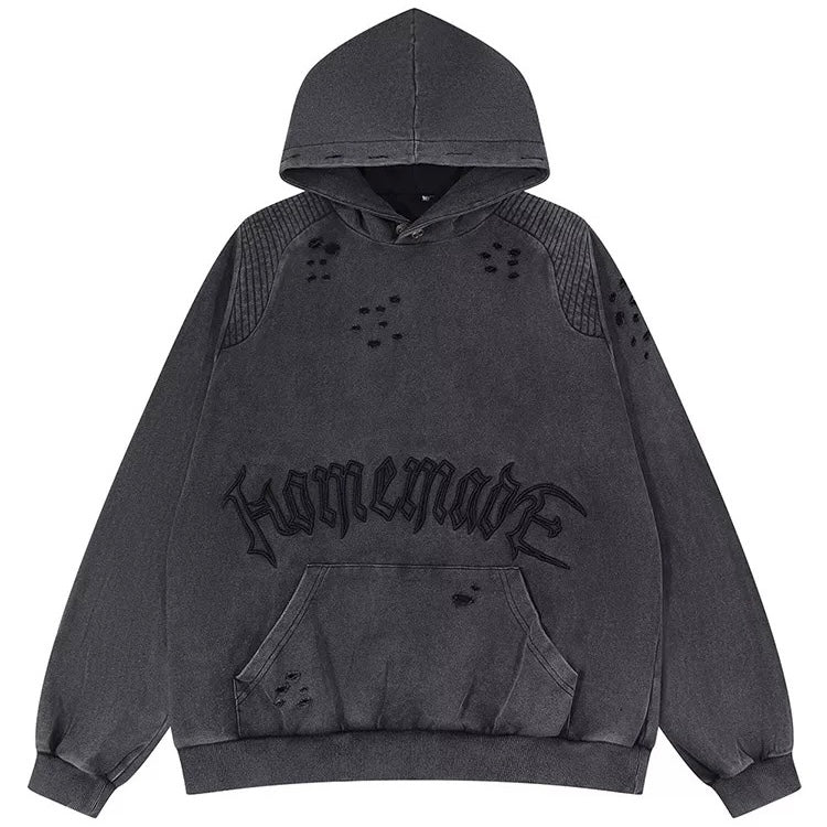 “HOMEMADE” Distressed Washed Hoodie